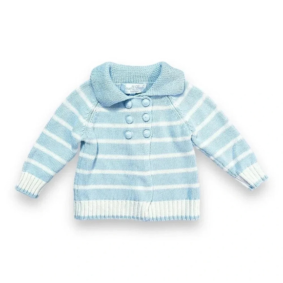 Powell Craft | Blue and White Striped Pram Coat (12-18 mos) 💙 - Picture 1 of 5